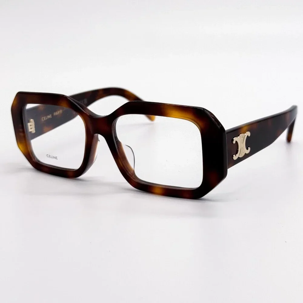 NEW CL50155I 053, CELINE GEOMETRIC HAVANA BROWN EYEGLASSES CELINE